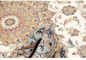 Tappeto Kashan Medaglione Floreale Avorio Blu 198x310 Cm