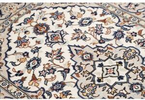 Tappeto Kashan Fine Medaglione Floreale Avorio Blu 100x150 Cm