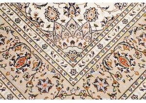 Tappeto Kashan Medaglione Floreale Avorio Blu Scuro 194x298 Cm