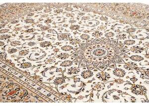 Tappeto Kashan Medaglione Floreale Avorio Blu Scuro 194x298 Cm