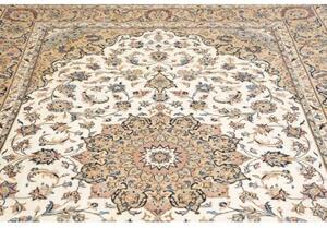 Tappeto Kashan Medaglione Floreale Avorio Blu 198x310 Cm