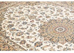 Tappeto Kashan Medaglione Floreale Avorio Blu 198x310 Cm