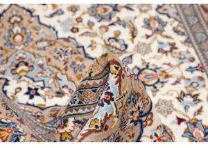 Tappeto Kashan Medaglione Floreale Avorio Blu 202x288 Cm