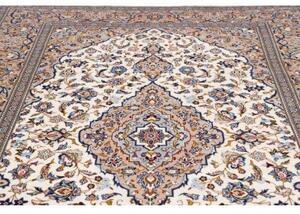 Tappeto Kashan Medaglione Floreale Avorio Blu 202x288 Cm