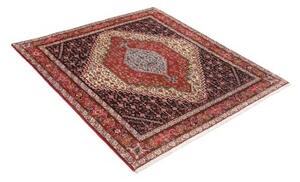 Tappeto Sanandadj Stilizzato Blu Scuro Rosso Quadrato 132x136 Cm