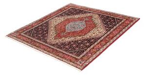 Tappeto Sanandadj Stilizzato Blu Scuro Rosso Quadrato 132x136 Cm