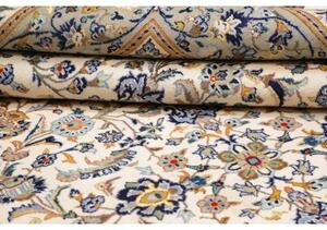 Tappeto Kashan Floreale Avorio Blu 228x323 Cm