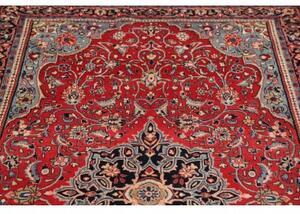 Tappeto Sarough Medaglione Floreale Rosso Azzurro 132x216 Cm