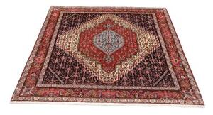 Tappeto Sanandadj Stilizzato Blu Scuro Rosso Quadrato 132x136 Cm