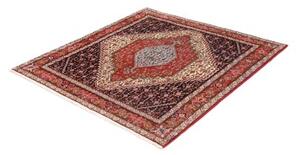 Tappeto Sanandadj Stilizzato Blu Scuro Rosso Quadrato 132x136 Cm