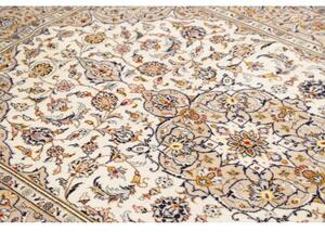 Tappeto Kashan Medaglione Floreale Avorio Blu Scuro 140x220 Cm