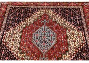 Tappeto Sanandadj Stilizzato Blu Scuro Rosso Quadrato 132x136 Cm