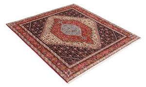 Tappeto Sanandadj Stilizzato Blu Scuro Rosso Quadrato 132x136 Cm
