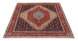 Tappeto Sanandadj Stilizzato Blu Scuro Rosso Quadrato 132x136 Cm