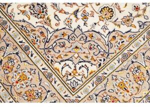 Tappeto Kashan Medaglione Floreale Avorio Blu Scuro 140x220 Cm