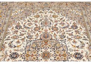 Tappeto Kashan Medaglione Floreale Avorio Blu Scuro 140x220 Cm