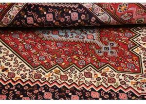 Tappeto Sanandadj Stilizzato Blu Scuro Rosso Quadrato 132x136 Cm