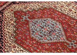 Tappeto Sanandadj Stilizzato Blu Scuro Rosso Quadrato 132x136 Cm