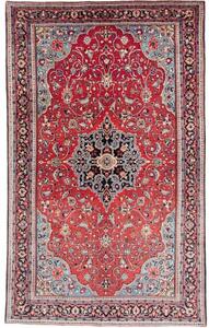 Tappeto Sarough Medaglione Floreale Rosso Azzurro 132x216 Cm