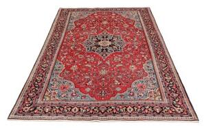 Tappeto Sarough Medaglione Floreale Rosso Azzurro 132x216 Cm