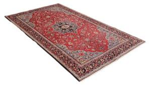 Tappeto Sarough Medaglione Floreale Rosso Azzurro 132x216 Cm
