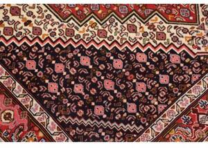Tappeto Sanandadj Stilizzato Blu Scuro Rosso Quadrato 132x136 Cm