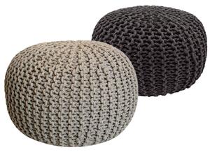 Set di 2 pouf a maglia pouf sedile pouf sedile pouf cuscino da terra Ø 55cm beige/grigio