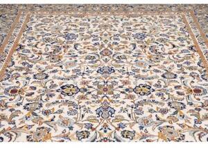 Tappeto Kashan Floreale Avorio Blu 228x323 Cm