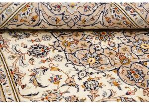 Tappeto Kashan Medaglione Floreale Avorio Blu Scuro 140x220 Cm