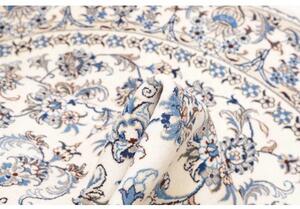 Tappeto Nain Kashmar Medaglione Floreale Avorio Blu Rotondo 245x248 Cm