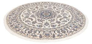Tappeto Nain Kashmar Medaglione Floreale Avorio Blu Rotondo 245x245 Cm