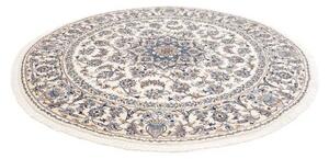 Tappeto Nain Kashmar Medaglione Floreale Avorio Blu Rotondo 245x245 Cm