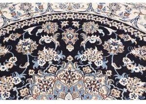 Tappeto Nain Kashmar Medaglione Floreale Blu Scuro Avorio Rotondo 200x202 Cm