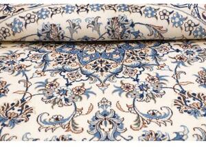 Tappeto Nain Kashmar Medaglione Floreale Avorio Blu Rotondo 245x248 Cm