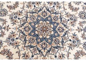 Tappeto Nain Kashmar Medaglione Floreale Avorio Blu Rotondo 245x245 Cm
