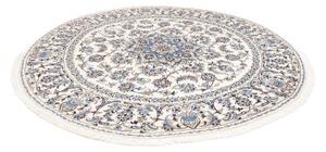 Tappeto Nain Kashmar Medaglione Floreale Avorio Blu Rotondo 245x248 Cm
