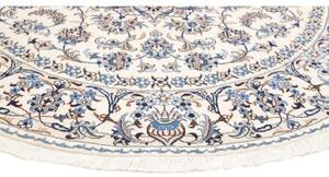 Tappeto Nain Kashmar Medaglione Floreale Avorio Blu Rotondo 245x248 Cm