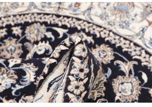 Tappeto Nain Kashmar Medaglione Floreale Blu Scuro Avorio Rotondo 200x202 Cm