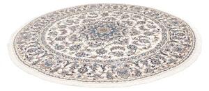 Tappeto Nain Kashmar Medaglione Floreale Avorio Blu Rotondo 245x245 Cm