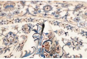 Tappeto Nain Kashmar Medaglione Floreale Avorio Blu Rotondo 245x245 Cm