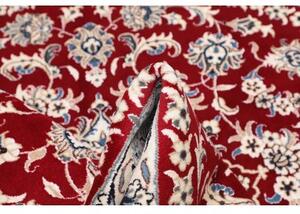 Tappeto Nain Kashmar Medaglione Floreale Rosso Bianco Avorio Rotondo 243x244 Cm