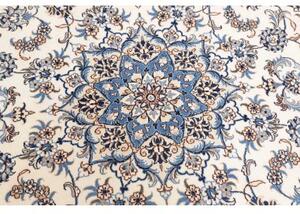Tappeto Nain Kashmar Medaglione Floreale Avorio Blu Rotondo 245x248 Cm