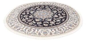 Tappeto Nain Kashmar Medaglione Floreale Blu Scuro Avorio Rotondo 200x202 Cm
