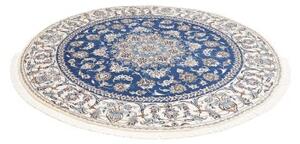 Tappeto Nain Kashmar Medaglione Floreale Blu Avorio Rotondo 198x204 Cm