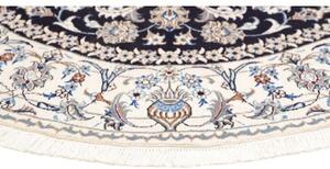 Tappeto Nain Kashmar Medaglione Floreale Blu Scuro Avorio Rotondo 200x202 Cm