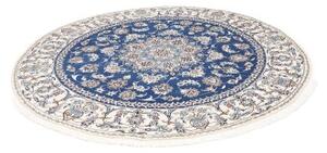 Tappeto Nain Kashmar Medaglione Floreale Blu Avorio Rotondo 198x204 Cm