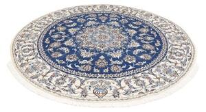 Tappeto Nain Kashmar Medaglione Floreale Blu Avorio Rotondo 198x204 Cm