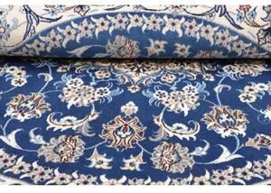 Tappeto Nain Kashmar Medaglione Floreale Blu Avorio Rotondo 198x204 Cm