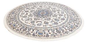 Tappeto Nain Kashmar Medaglione Floreale Avorio Blu Rotondo 245x248 Cm