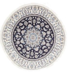 Tappeto Nain Kashmar Medaglione Floreale Blu Scuro Avorio Rotondo 200x202 Cm